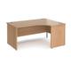 Office Desk | Right Hand Corner Desk 1600mm | Beech Top And Panel End Leg | Maestro 25