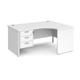 Office Desk | Right Hand Corner Desk 1600mm With Pedestal | White Top And Panel End Leg | 1200mm Depth | Maestro 25 MP16ERP3WH