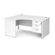 Office Desk | Left Hand Corner Desk 1600mm With Pedestal | White Top And Panel End Leg | 1200mm Depth | Maestro 25 MP16ELP3WH