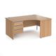 Office Desk | Right Hand Corner Desk 1600mm With Pedestal | Beech Top And Panel End Leg | 800mm Depth | Contract 25 CP16ER3-S-B