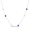 Silver 0.10ct Diamond & Sapphire Necklace