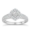 Princessa 9ct White Gold 0.66ct Diamond Cluster Ring