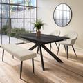 Extendable Black Dining Table with 2 Beige Dining Chairs and Matching Bench - Carson