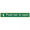 Push Bar To Open’ Sign; Flexible Photoluminescent Vinyl