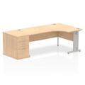 Dynamic Impulse 1800mm Right Crescent Desk Maple Top Silver Cable