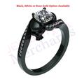 Two Skull Wedding Ring 2.20 Ct Cushion Cut White Diamond 925 Sterling Silver 14K Black/White/Rose Gold Plated Gothic Engagement