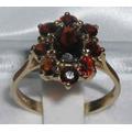 9K Solid English Yellow Gold 2.15Ct Natural Garnet Cluster Flower Anniversary Ring -Made in England-Customize9K, 14K, 18K, Yellow, Rose, White