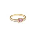 14K Solid Yellow Gold Light Pink Sapphire Engagement Ring Emerald Cut Dainty Diamond Bezel Setting Christmas Gift