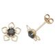 9Ct Yellow Gold 8mm Love Heart Flower Motif Stud Earrings in Either Real Sapphire, Garnet, Amethyst Or Blue Topaz Birth Stones - Gift Boxed