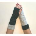 Women's Fingerless Gloves/Knitted Mitts For Woman Gray & Green Cotton Wrist Warmers Winter Hand