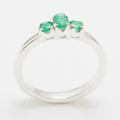 14K White Gold Natural Emerald Womens Trilogy Ring - Customizable 9K, 10K, 14K, 18K, Yellow, Rose Or Platinum