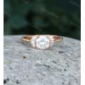 Unique Moissanite Engagement Ring Women Rose Gold Vintage Baguette Cut Diamond Wedding Bridal Promise Anniversary