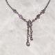Antique Vintage Amethyst Lariat Drop Silver Necklace - 925