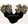 Girls Leopard Socks, Animal Print Black Cheetah Tan Brown Bow Pageant Sock, Baby Safari Birthday Party Socks