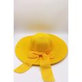Yellow Romantic Vintage Style Wide Brim Straw Hat, Holiday Women Summer Beach Boho Foldable Sun Bridesmaid Hats