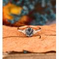 Unique Prong Set Natural Black Rutilated Quartz Ring, Art Deco Hexagon Engagement Simulated Diamond Anniversary Gift For Lover