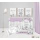 Elephant Baby Bedding Set, Girl Crib Personalized Blanket, Floral Nursery Girl, Purple