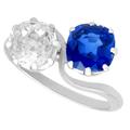 1.45 Ct Diamond & 1.58 Sapphire, Platinum Twist Ring - Antique Circa 1920