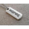 Inspire Tag Necklace, Silver Pendant, Layering Layered, Long