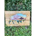 Texas Dusk With Blue Bonnets - Pallet Wood Buffalo Cutout