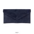 Genuine Suede Leather Evening Envelope Navy Clutch Bag Crossbody Shoulder Bridesmaid Gift Versatile Elegant Wristlet & Chain Strap