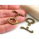 Bronze Toggle Clasp, Rustic Large T Bar Necklace Clasp Findings, Jewelry 2 Sets