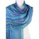 Mid Blue Multicolour Stripy Scarf, Casual Wrap, Shawl, Pashmina, Head Scarf Fair Trade