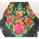 Wool Big Shawl Vintage 56 In., Babushka Scarf, Flower With Fringe, Floral Scarf For Women