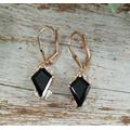 620Cts Natural Black Onyx Kite Shape Studs Earring, Sliver Solitaire Stud Earring For Christmas, Wife