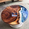 Epoxy Table, Dining, Side, Center Table Top Live Edge Walnut Table, Blue, Resin River Natural Wood, Dining Table, Size 30x36Inc