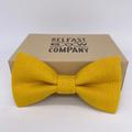 Irish Linen Bow Tie in Mustard Yellow - Self-Tie, Pre-Tied, Boy's Sizes, Pocket Square & Cufflinks Available