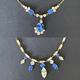 Vintage Sapphire Blue & Clear Crystal Rhinestone Gold Tone Collar Necklaces - Choice Of Two