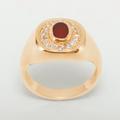 18K Rose Gold Natural Carnelian & Diamond Mens Signet Ring - Customizable 9K, 10K, 14K, 18K Yellow, Or White Platinum