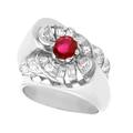 0.90 Ct Ruby & 0.48 Diamond, Platinum Cocktail Ring - Vintage French Circa 1940