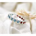 Blue Topaz & Garnet Eternity Ring, Wedding Band, Engagement Ring, Anniversary Ring Gift, Sterling Silver Ring, 925 Silver Jewelry, Handmade