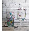 Pretty Hand Painted Pint Glass 50Cl Or Stemmed 48Cl Glass. Can Be Personalised. Wildflowers Dragonflies