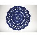 New Handmade Crocheted "Elegance" Coaster/Doily in Navy Blue - This Item Measures Approx. 3"-4
