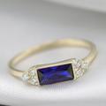 Sapphire & Diamond Ring - Gold Baguette Blue