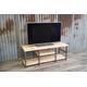 Tv Bench With Storage Industrial-Inspired, Rustic Reclaimed Style Unit, Media Unit Vinyl Storage, Shoe