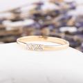 Dainty & Simple 14K Yellow Gold 3 Stone Promise Ring For Her, Delicate Minimalist Three Engagement Ring, Womens Wedding