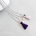 Cute Purple Silk Tassel Necklace, Chinese Boho Necklace With Lavender Fringe | Yun Boutique