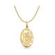 Real 14K Yellow Gold Religious Saint Christopher Medal Pendant With 1.5mm Flat Open Wheat Chain Necklace, St Oval Necklace