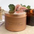 Sympathy Candle, Soy Wax Scented Woodwick Candle | Design - Time Passes Rose Gold Tin