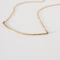 Curved Gold Bar Necklace, Curved Bar Necklace, Horizontal Filled Necklace