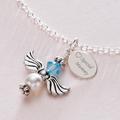 Personalised Birthstone Angel Necklace With Engraved Tag
