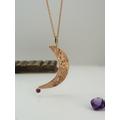 Moon Necklace. Gold Necklace. 14 Karat Solid Rose Gold Moon Necklace With Purple Amethyst Stone