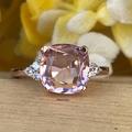 9 Mm 2.50 Carat Cushion Cut Morganite Engagement Ring Rose Gold Wedding Unique Bridal Promise For Her