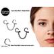 Nasallang Nose Screw Piercing, 2Pcs Nostril Studs With Single Chain Piercing - 18G Fixed Ball Jewelry