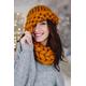 Winter Women's Knit Hat, Soft Woolen Set, Knitted Scarf, Helsinki Hat, Pumpkin Color Super Chunky Beanie, Merino Wool Hat