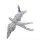 Pave Diamond Bird Pendant 925 Sterling Silver Black Oxidized Handmade Jewelry For Her